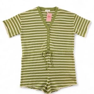 Mable Anthro Striped Knit Button Front Romper M/L Cottagecore Retro NWT Boutique